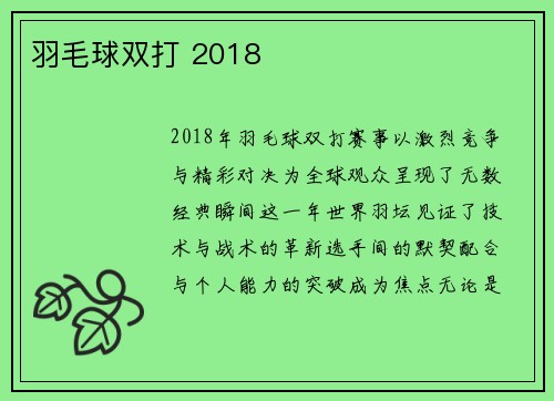 羽毛球双打 2018