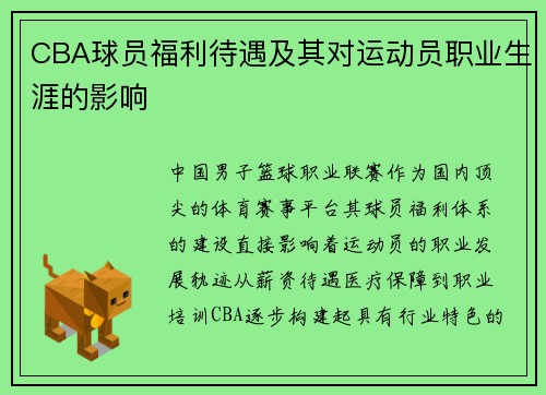 CBA球员福利待遇及其对运动员职业生涯的影响